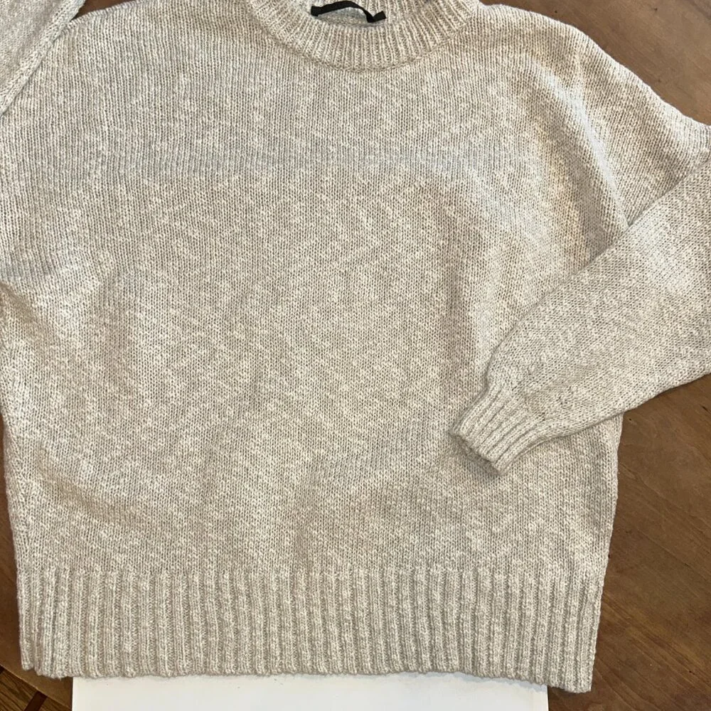 Jenni Kanye Cotton Linen Oversized Crew Neck, Oatmeal, Size Medium, Ladies - Picture 5 of 8